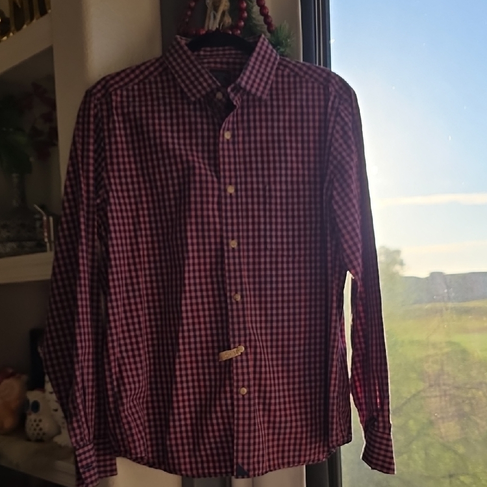 UNTUCKit Men's Pink Navy Checkered Shirt Large Slim * - Picture 2 of 11